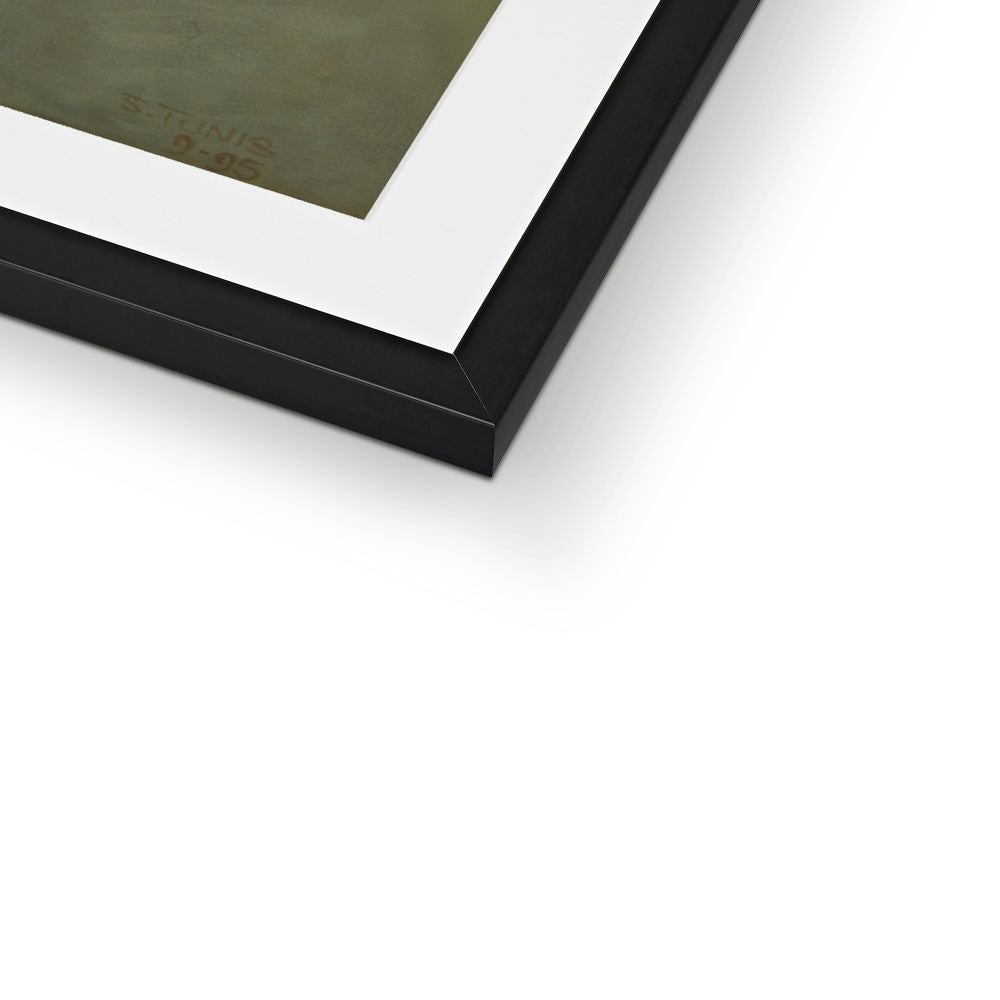 Woman in Brown Leather with Bun Framed & Mounted Print