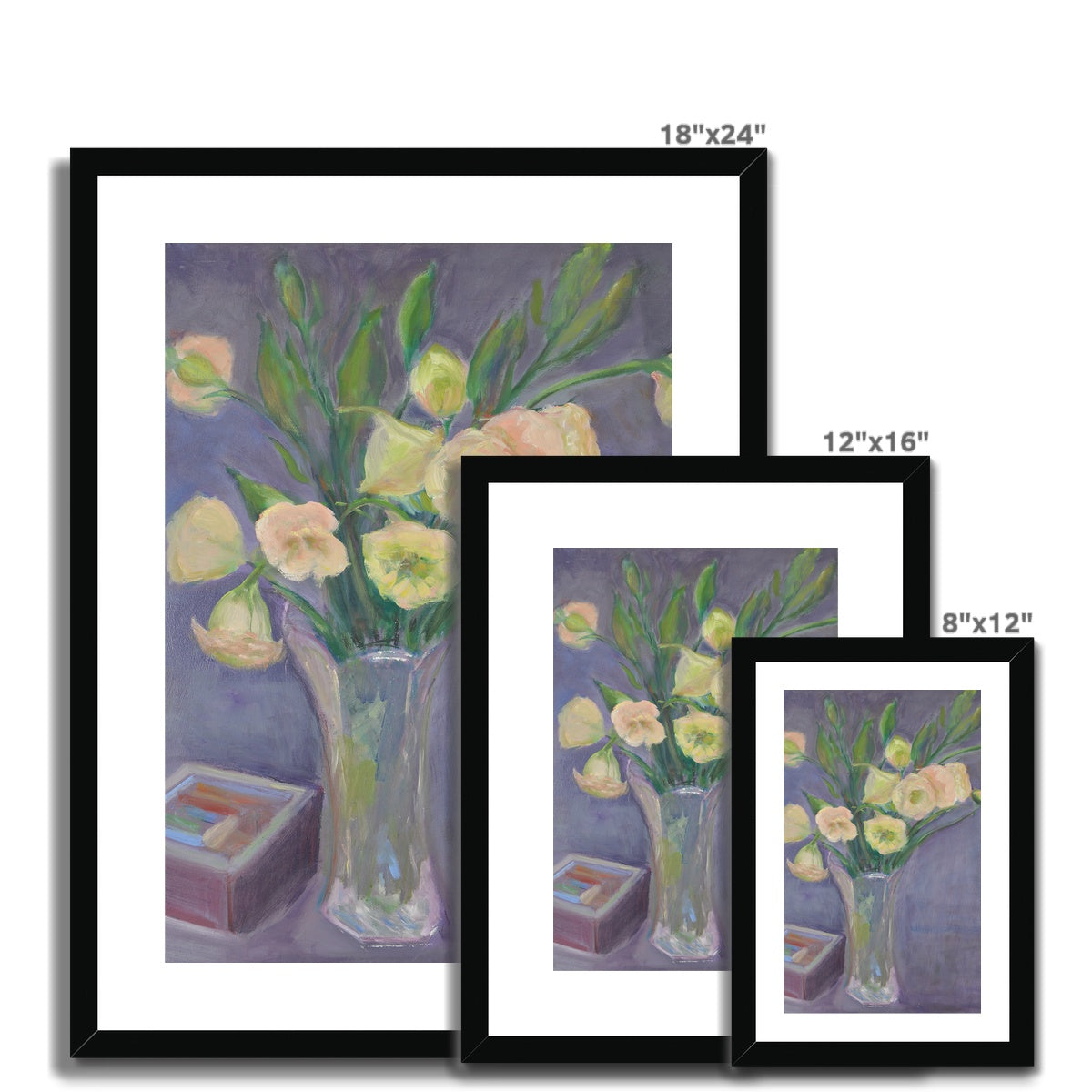 Framed Print - Pink Roses With Lavender Wall