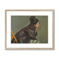 Woman in Brown Leather with Bun Framed & Mounted Print