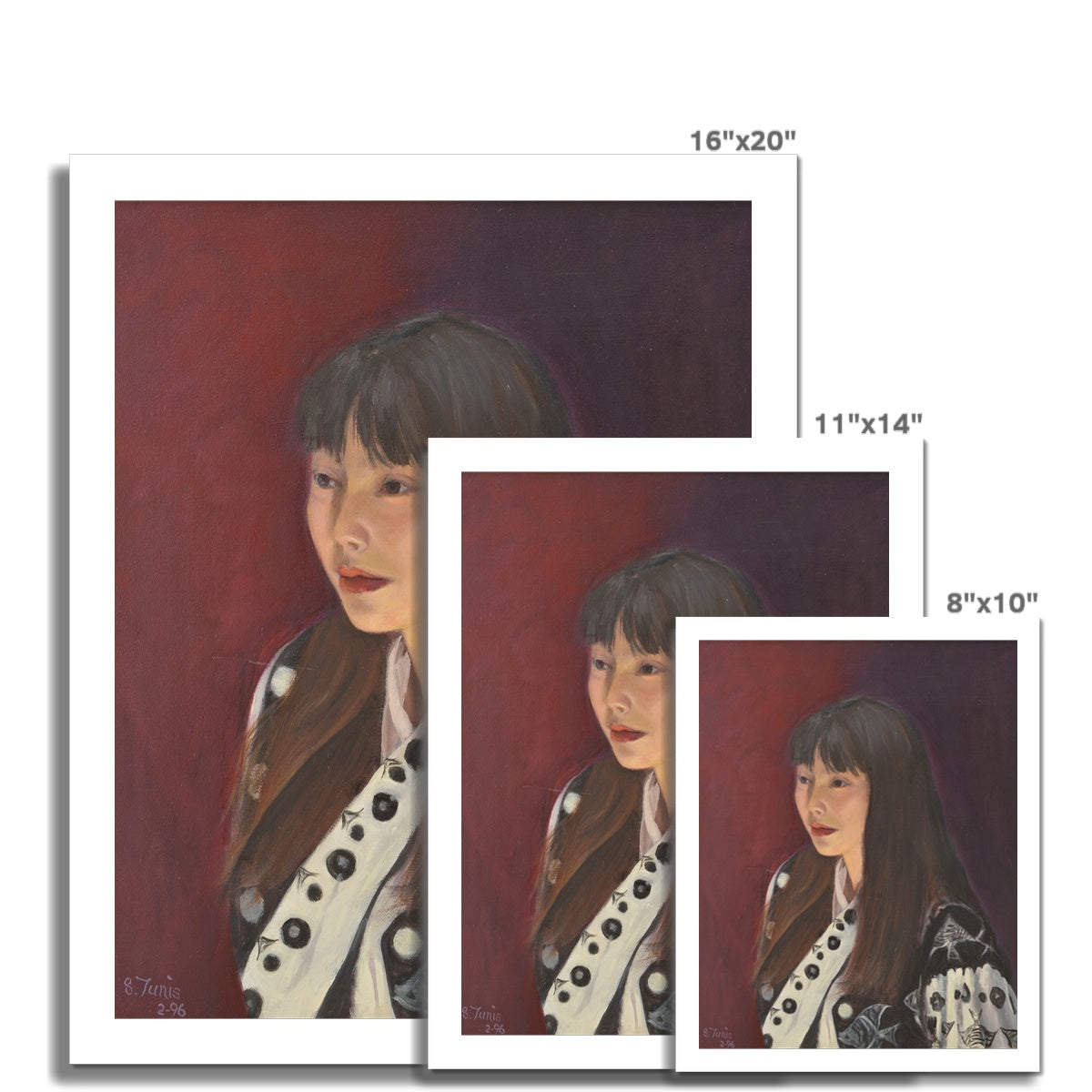 Woman with Black and White Print Fine Art Print