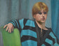 Blond Teen in Stripes, Oil Painting