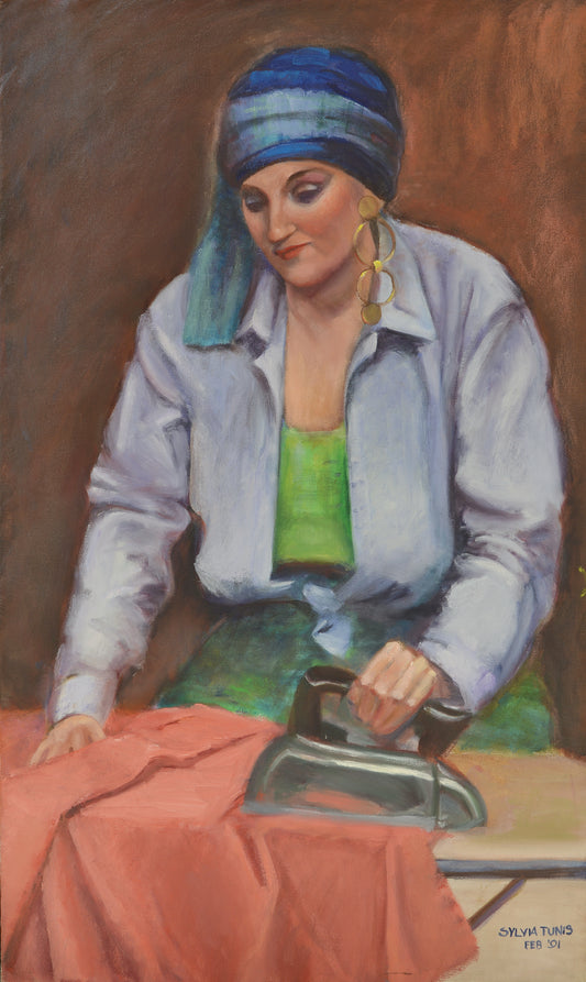 Woman Ironing, Oil Painting