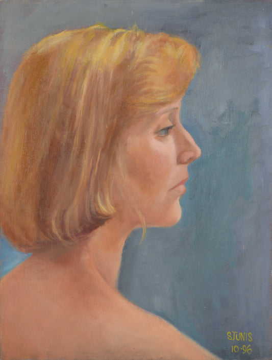 Profile of Blond Woman, Oil Painting