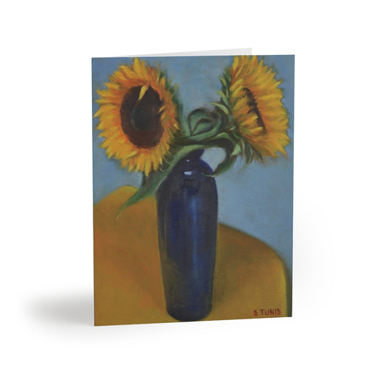 Greeting Cards (8 pcs) - Sunflowers in Blue Vase