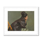 Woman in Brown Leather with Bun Framed & Mounted Print